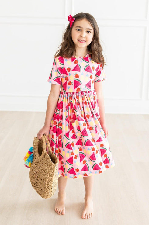 watermelon-wonder-s-s-pocket-twirl-dress Mila &  Rose - Sophia's Style-Watermelon Wonder S/S Pocket Twirl Dress-6-12M--1